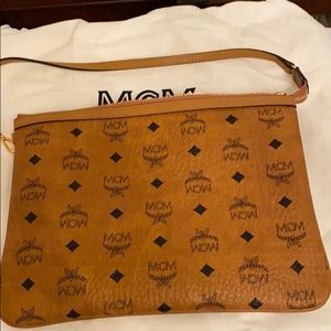 MCM Large Pouch Leather Authentic Bag and Card